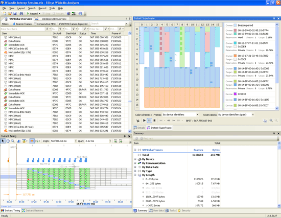 Discover all the powerful functionalities of the Wireless USB analyzer software
